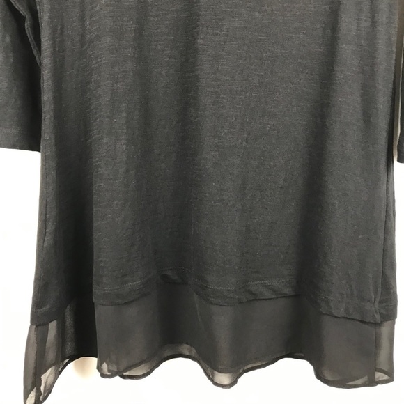 LOGO Slub Knit Embellished Chiffon Trim Tunic Women’s Size XS Black - Picture 9 of 9